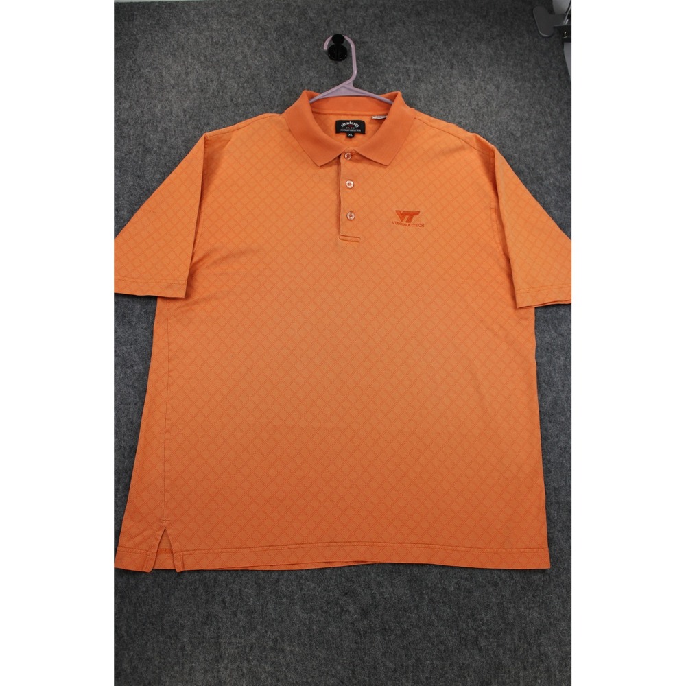 Monterey Club Platinum Virginia Tech Hokies Orange Pima Cotton Polo Shirt XL